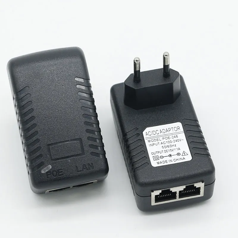 15V 1A nástěnný Euro Plug Ethernet POE injektor