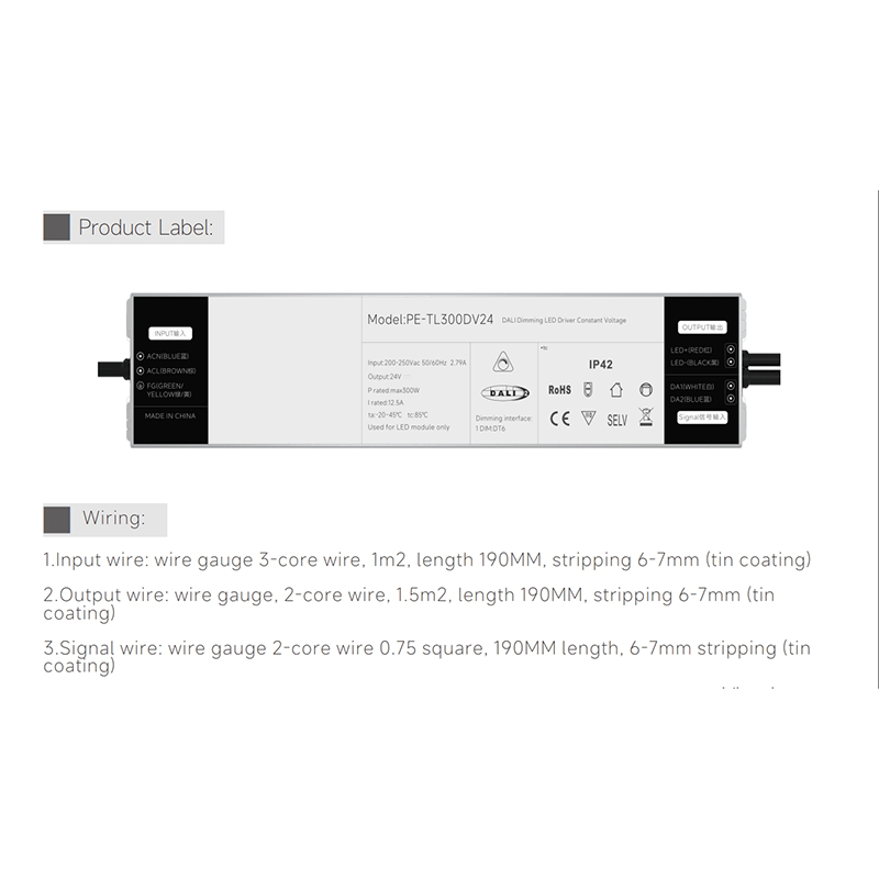 250W Konstantní proud DALI Stmívatelný LED ovladač