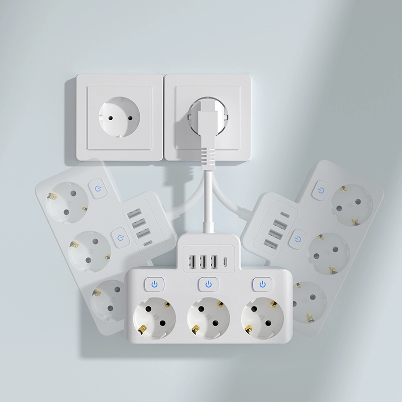 3 zásuvka EU Power Strip s individuálním spínačem